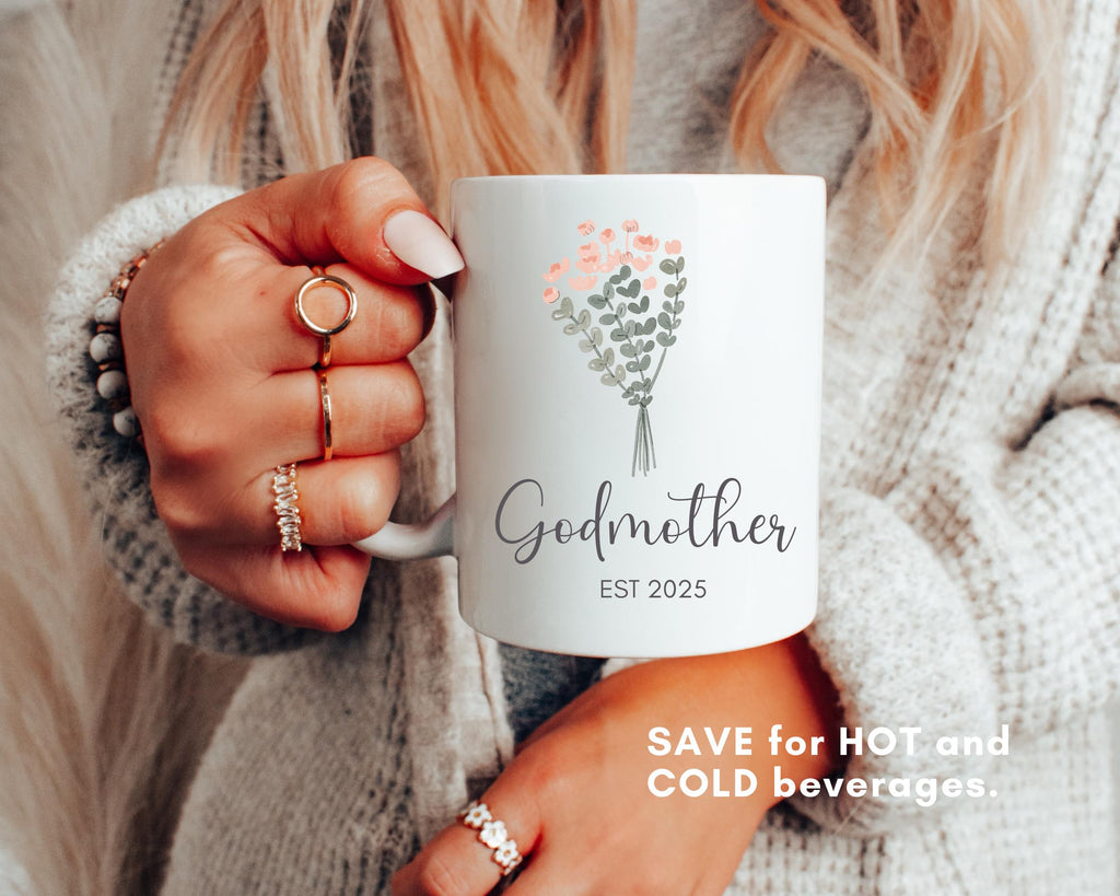 Godmother proposal Gift, Custom Auntie Mug, Custom Gift for Aunt, New Aunt Gifts, Wildflowers Gift for Auntie Godmother gift, Baptism Gift