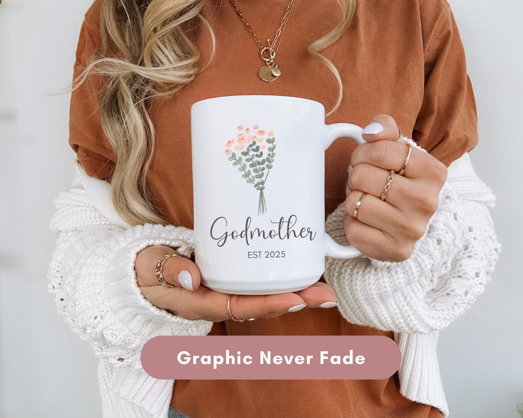 Godmother proposal Gift, Custom Auntie Mug, Custom Gift for Aunt, New Aunt Gifts, Wildflowers Gift for Auntie Godmother gift, Baptism Gift